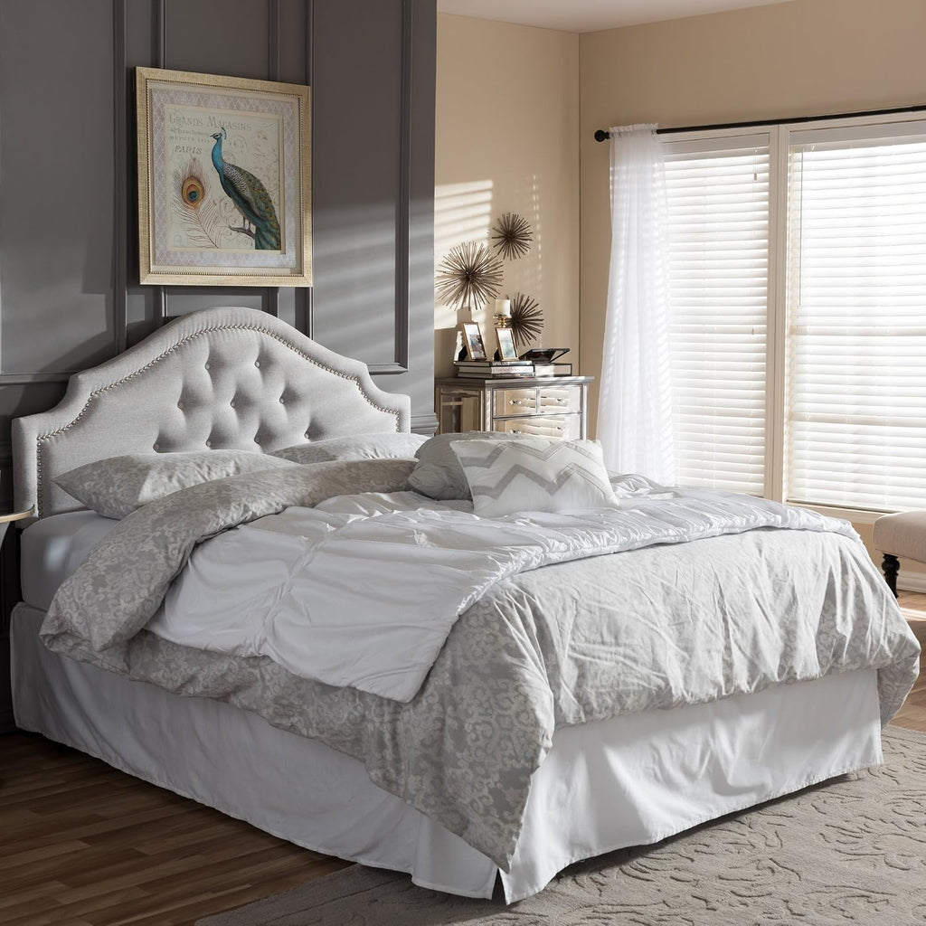 Baxton Studio Cora Modern and Contemporary Greyish Beige Fabric Upholstered Full Size Headboard