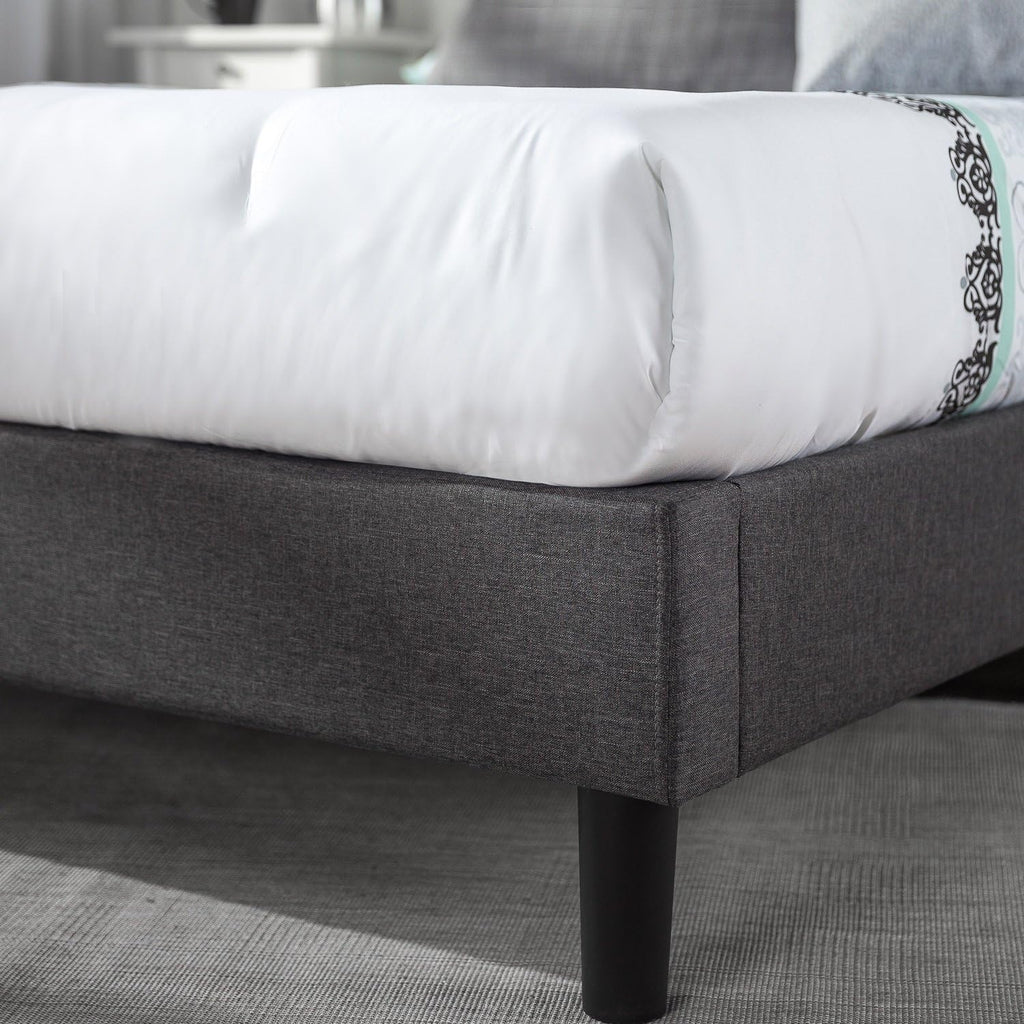 Zinus Dachelle Upholstered Platform Bed Frame, Mattress Foundation, Wood Slat Support, No Box Spring Needed, Easy Assembly, Dark Grey, Full