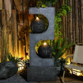 46''Tall Outdoor Water Fountain Water Garden Zen Fountains Indoor with Led Lights,Modern Sphere Curve for Garden Patio Yard Deck Home Decor Lawn Porch House