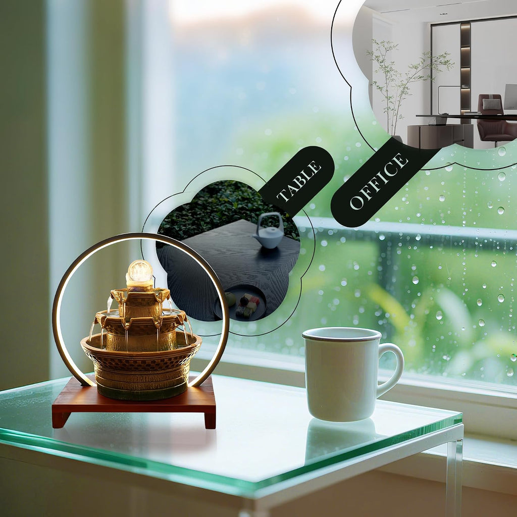 Tabletop Water Fountain Indoor - Water Fountain Decor for Meditation, Relaxation for Yoga, Study, Tea, Living Room, Office, Beauty Club Decor