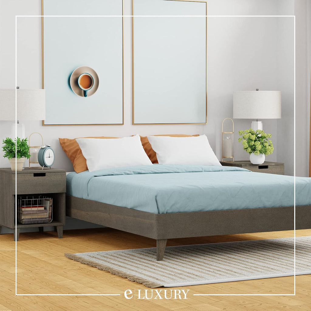 CARDINAL & CREST Wood Bed Frame - Made with 100% New Zealand Pine - Solid Mattress Platform Foundation Pressed Pine Slats - Easy Assembly - California King - Grey Barn Wood