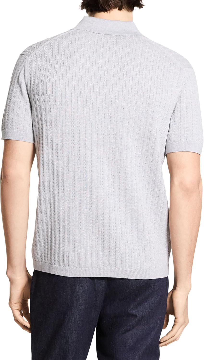Theory Men's Short Sleeve Cable Polo in Eco Breach