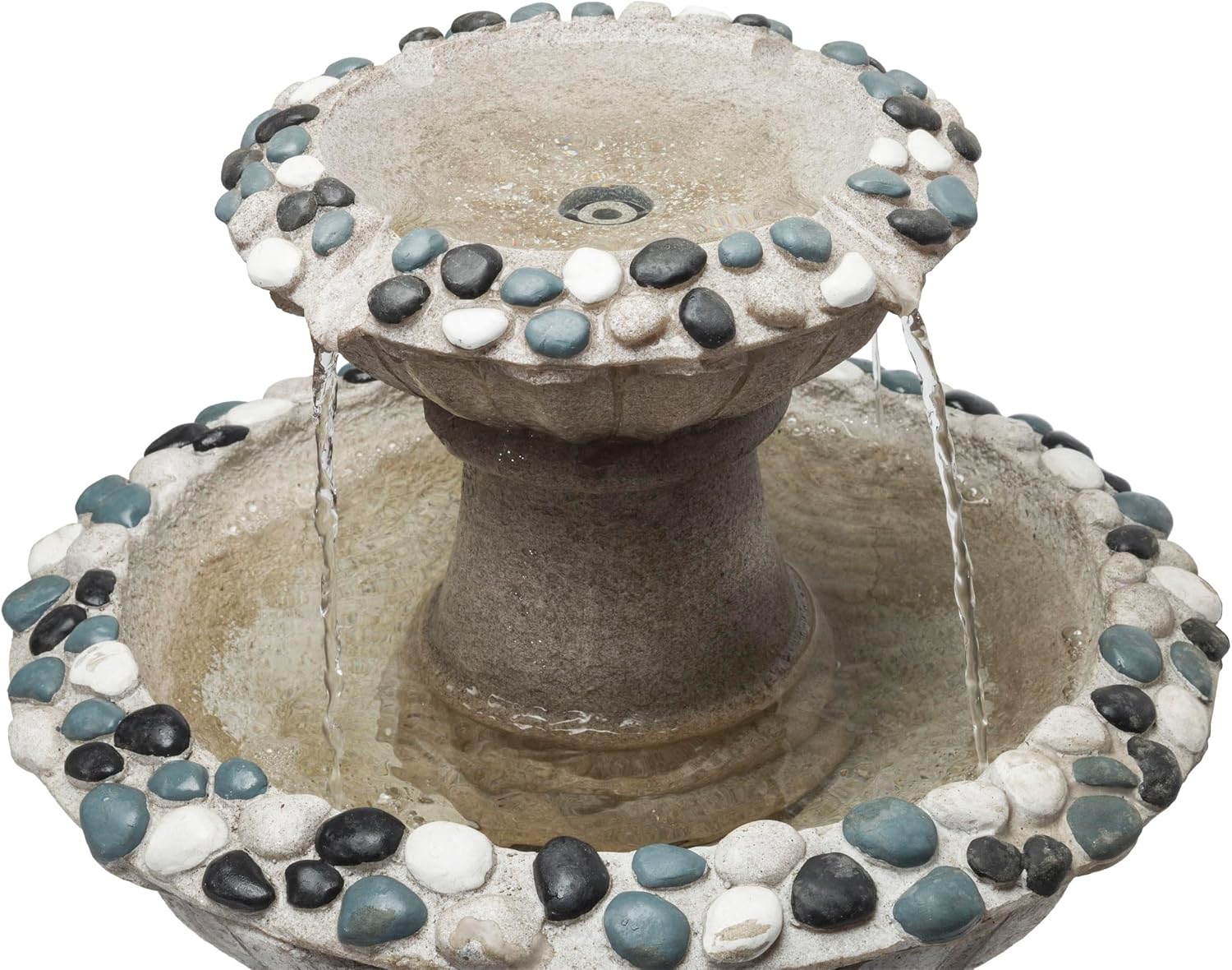 Alpine Corporation ZEN640S 24' 2 Tier Classic Pedestal Water Fountain, Indoor/Outdoor Floor Water Feature for Garden, Patio, and Home Décor, Gray