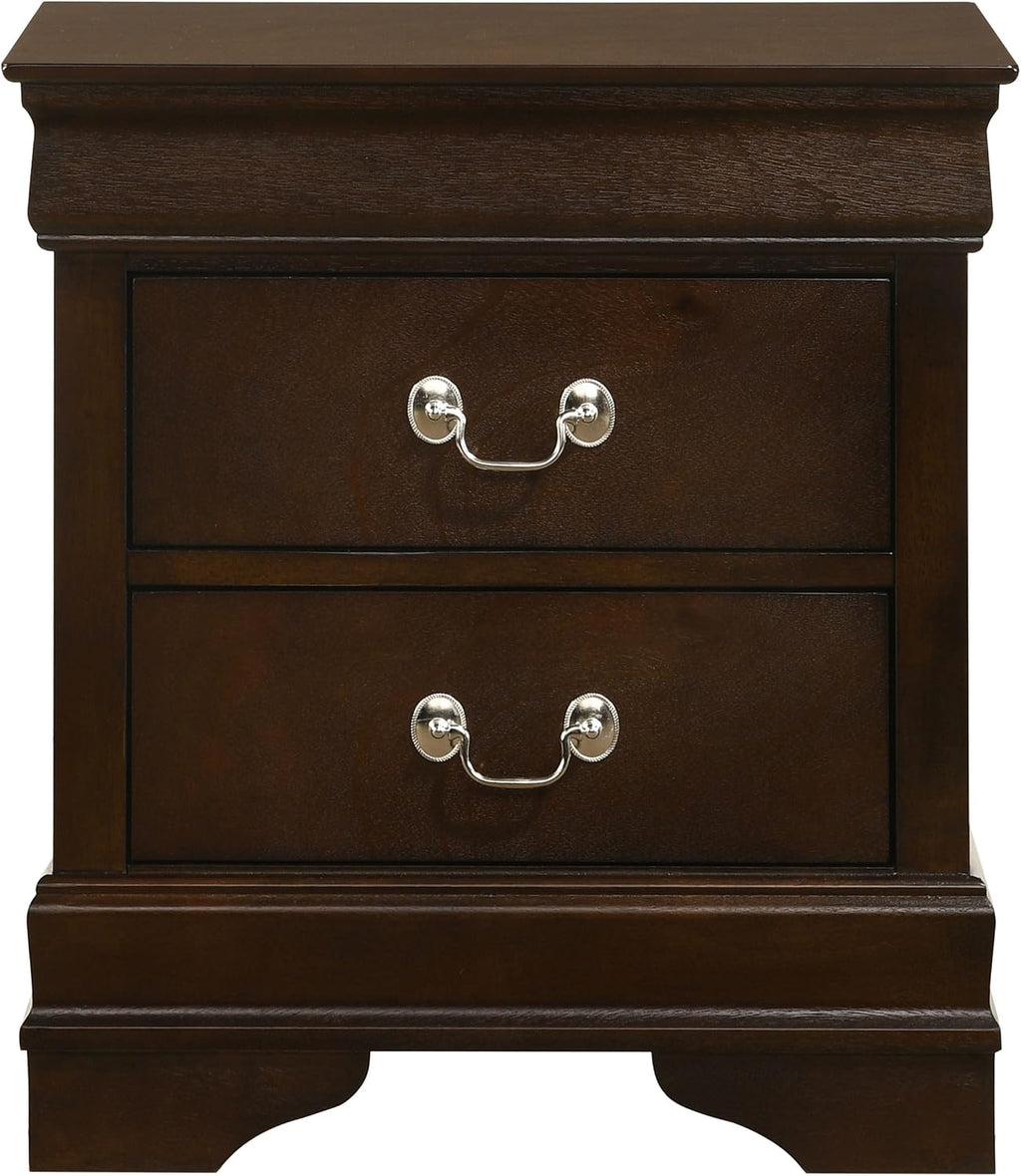 Coaster Home Furnishings Louis Philippe 4-piece Bedroom Set Twin Size Traditional Wooden Sleigh Bed Frame 47-Inch Panel Headboard Nightstand Dresser and Mirror Cappuccino Brown 202411T-S4