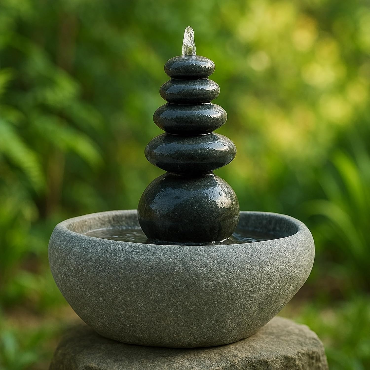 Garden Age Supply Quintuple Rock Cairn Tabletop Water Fountain, Five Rock Fountain Perfect for Indoor Decoration