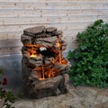 Outdoor Waterfall Fountain 20.5' Tiered with LED Lights, Natural Rock Design, Weatherproof Resin – Waterfall Fountain for Garden, Patio, Yard 24393