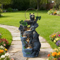 39.3' H Bear Outdoor Fountain with LED Lights and Five Tiered Waterfall Water Features,Suitable for Courtyard,Gardenand Indoor Decoration