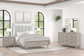 Roundhill Furniture Seluna 5-Piece Bedroom Set with Touch LED Lighting, Gray Oak Finish, Queen