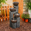 4 Tiered Cascading Outdoor Water Fountain with LED Lights 39.37''H Floor-Standing Garden Waterfall Fountains 4 Bowls Water Feature Fall for Patio Yard Porch Home Art Decor