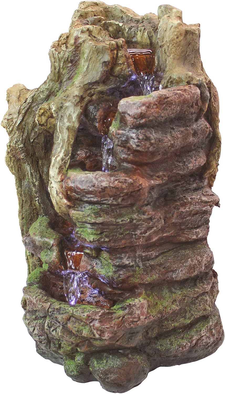 Design Toscano QN164017 Water Fountain with LED Light - Willow Bend Garden Decor Fountain - Outdoor Water Feature, Multicolored, 10½'W x 10'D x 18'H