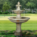 51.5' H Freestanding Outdoor Water Fountain – Stone-Look Weather-Resistant Easy Setup Classic 3-Tier Garden Feature with Electric Pump for Patios, Yards & Courtyards