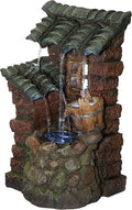 Design Toscano Cottage in The Forest Cascading Waterfall Illuminated Tabletop Fountain