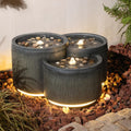 Sunlinua Small Modern Outdoor Water Fountain with 3 Led Lights Tiered Cascading Waterfall Feature with Quiet Pump Floor Water Fountain for Patio Garden Backyard Home and Indoor Décor Black Gray