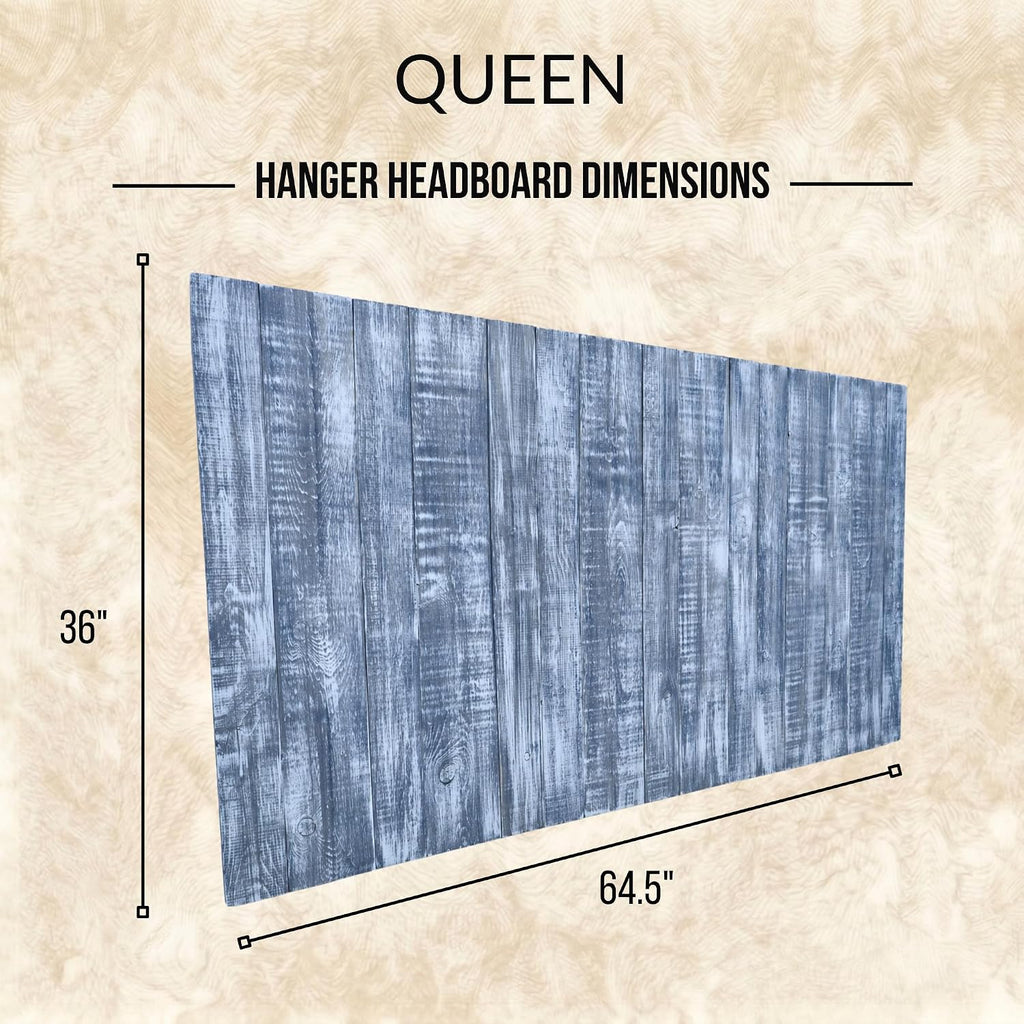 Barn Walls Queen Wood Headboard - Blue Stonewash Farmhouse Design - Wall Mounted Floating Headboard for Queen Bed - Handcrafted Solid Wood - Easy No-Drill Installation