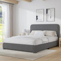 BarnFurin Queen Size Bed Frame, Boucle Upholstered Platform Bed Frame with Headboard, Soft Rounded Corners, No Box Spring Required, Non-Slip and Noise-Free, Easy Assembly, Dark Grey