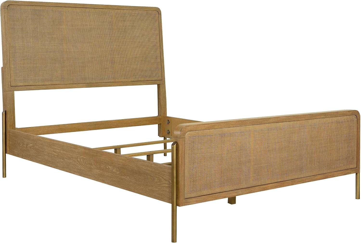 Coaster Home Furnishings Arini Coastal 4-Piece Bedroom Set Natural Cane Eastern King Size Panel Bed Frame 56-inch Headboard Sand Wash and Natural Cane 224300KE-S4