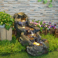 Sunlinua 37' L Outdoor Water Fountain with 3 Tiers Cascading Realistic Tree Trunk Waterfall Fountains with LED Lights Outdoor Water Fountain for Garden Patio Backyard Porch Home Decor