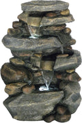 Outdoor Water Fountain - 3-Tier Rock Outdoor Waterfall Fountain with Lights - 25.5' LED Fountain Yard Patio Decor - Outdoor Fountains by Pure Garden