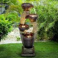 Naturefalls 40' Tall Outdoor Water Fountain and Waterfalls - Large Garden Fountain with LED Lights, 4-Tier Crocks, Indoor and Outdoor Fountains for Garden, Patio, Deck, Porch, Backyard and Home, Gray