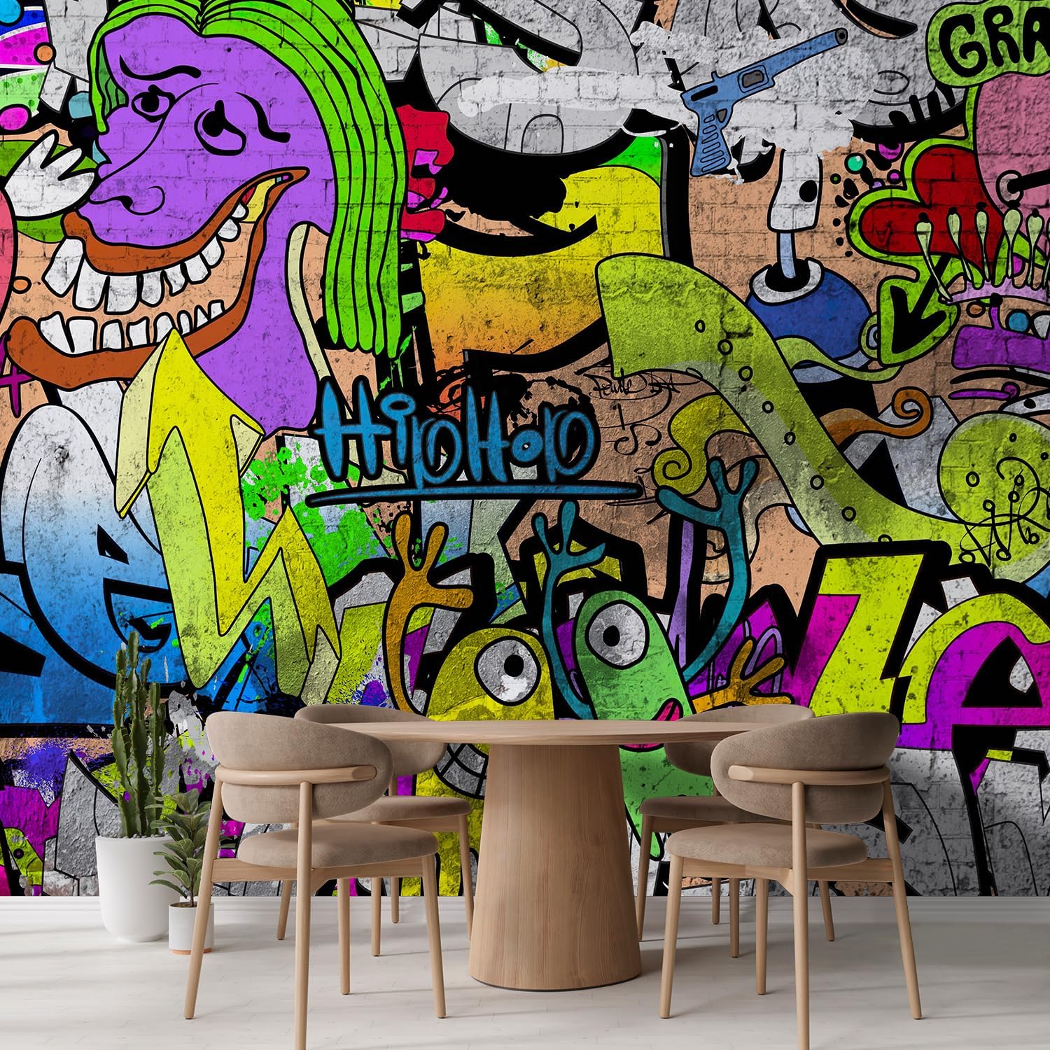 wall26 - Colorful Graffiti - Large Wall Mural, Removable Peel and Stick Wallpaper, Home Decor - 100x144 inches
