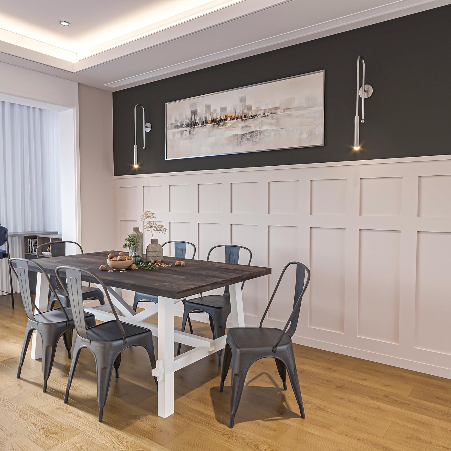 Polymer-Based Board and Batten Wall Panel Kit – 19pcs (93.93x56') Panels | Enhance Your Home with Elegance Using This Wall Molding Peel and Stick Panel | Luxury Decorative Wainscoting Wall Panels