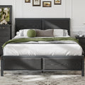 VECELO Full Bed Frames, Metal Platform Beds with Large Rustic Wooden Headboard, Metal Slats Support, Noise-Free/Easy Assembly, Black