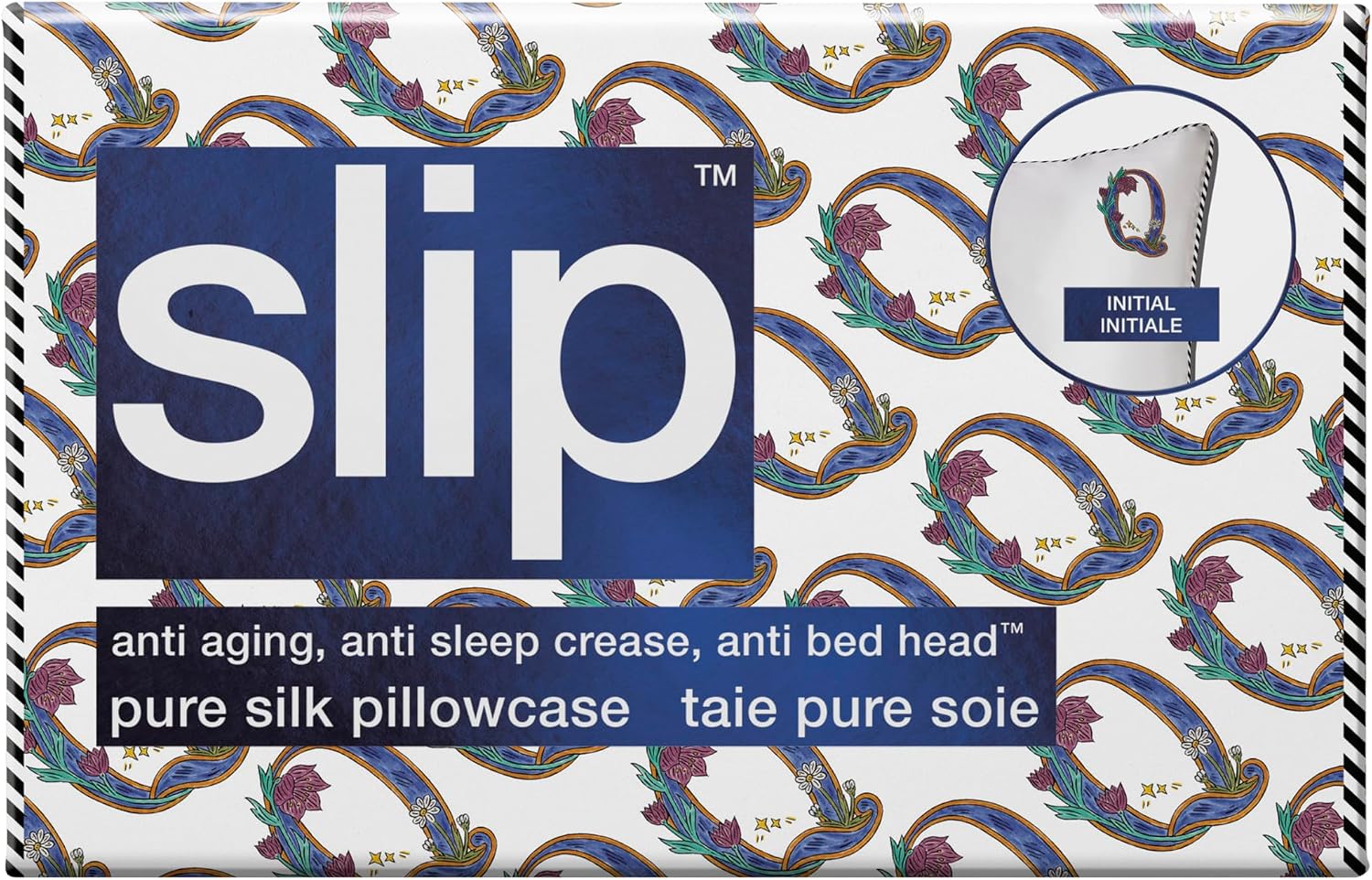 slip The Original Queen Pure Silk Pillow Case - 100% Pure 22 Momme Mulberry Silk - Queen Standard Size - Anti-Aging, Anti-BedHead, Anti-Sleep Crease, Initial Collection: Letter Q (20' x 30')