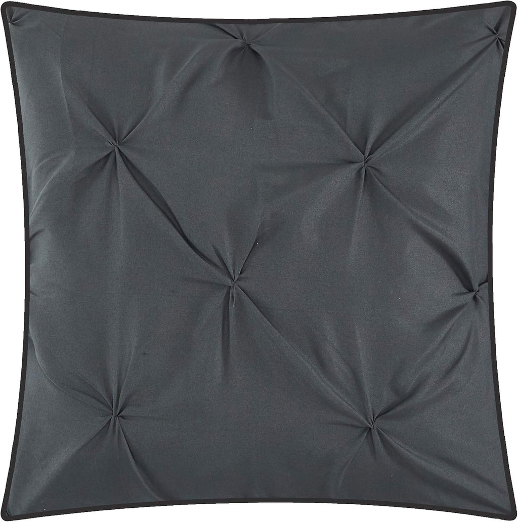 Stratford Park Chev Pintuck 7-Piece Reversible Comforter Bedding Set Grey, King, 100% Polyester