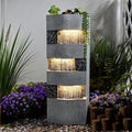 Sunlinua 40.5' H Modern Outdoor Water Fountain with LED Lights – Tall Garden Waterfall Fountain for Patio, Yard, Landscape or Indoor Decor, 4 Tiers Floor Standing Waterfall Outdoor Fountains