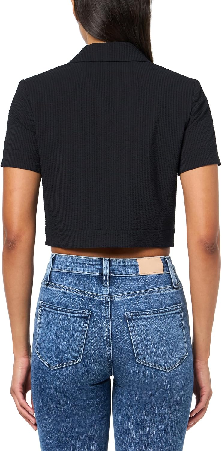 Theory Womens Short Sleeve Crop Seer Sucker Suit