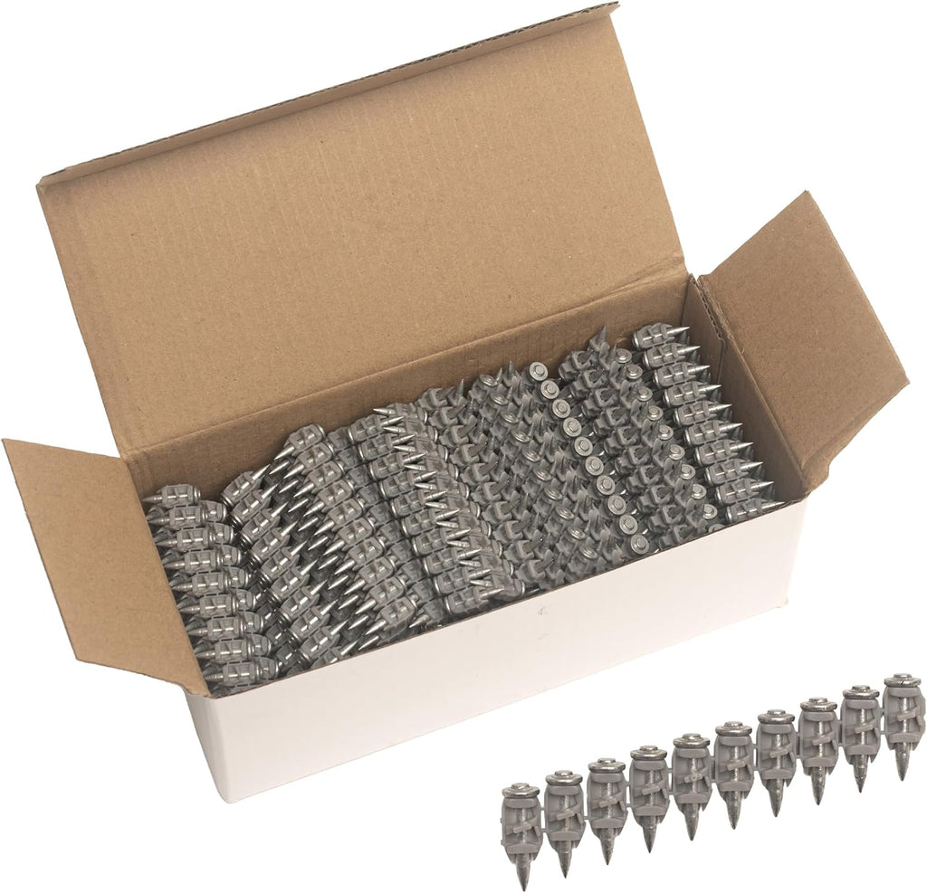 1000x Collated Concrete Nails 5/8''-16mm, 3/4''-19mm, 7/8''-22mm, 1''-25mm,1 1/16''-27mm,1 1/4''-32mm,500x 1 1/2''-38mm,or 200x Plastic Cable Trunking Fastener -for Hilti only B4 MX,BX4 (3/4'' (19mm))