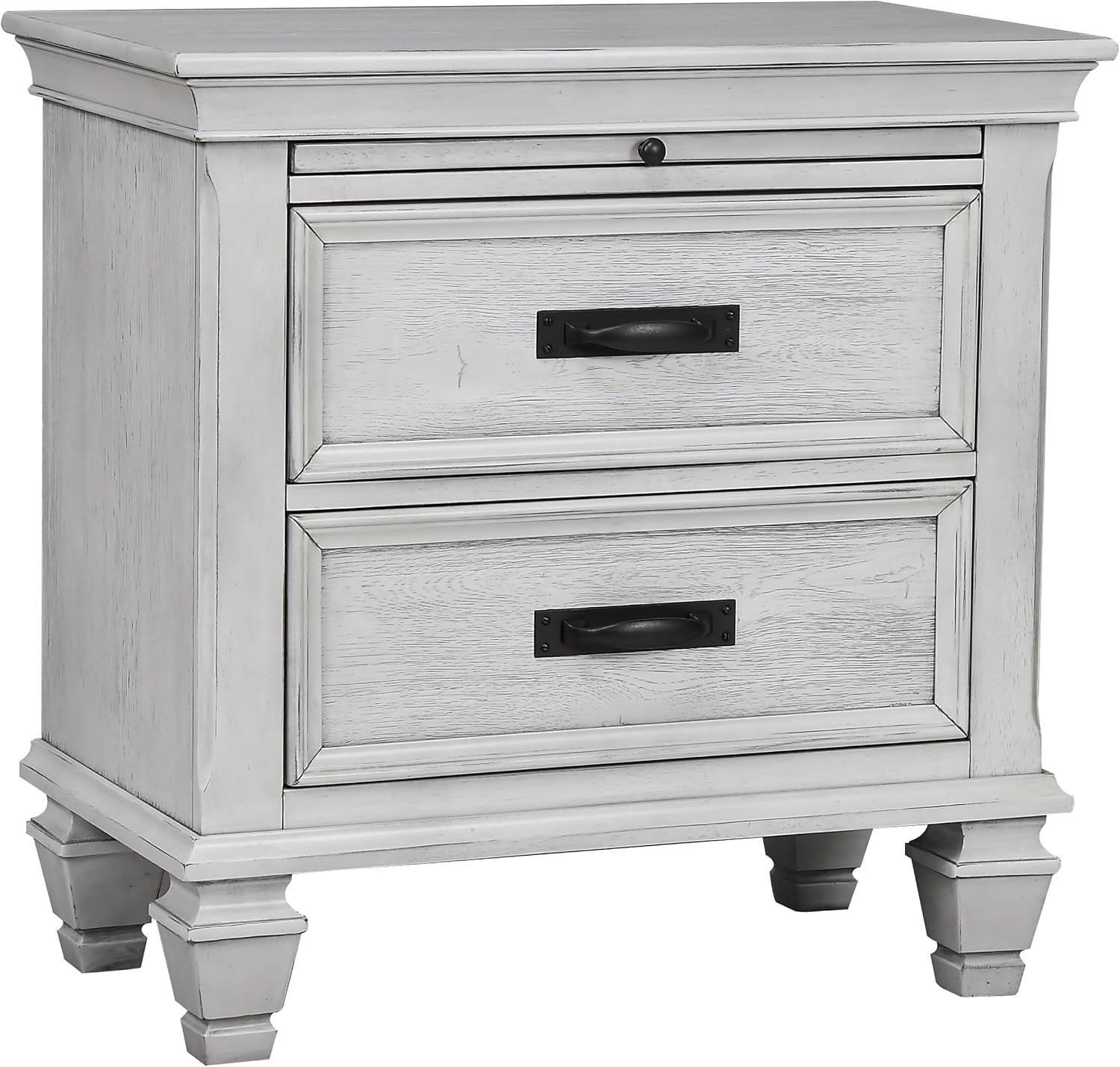 Coaster Home Furnishings Franco Farmhouse 5-Piece Bedroom Set Eastern King Size Panel Bed Frame 57-inch Headboard Distressed White 205331KE-S5