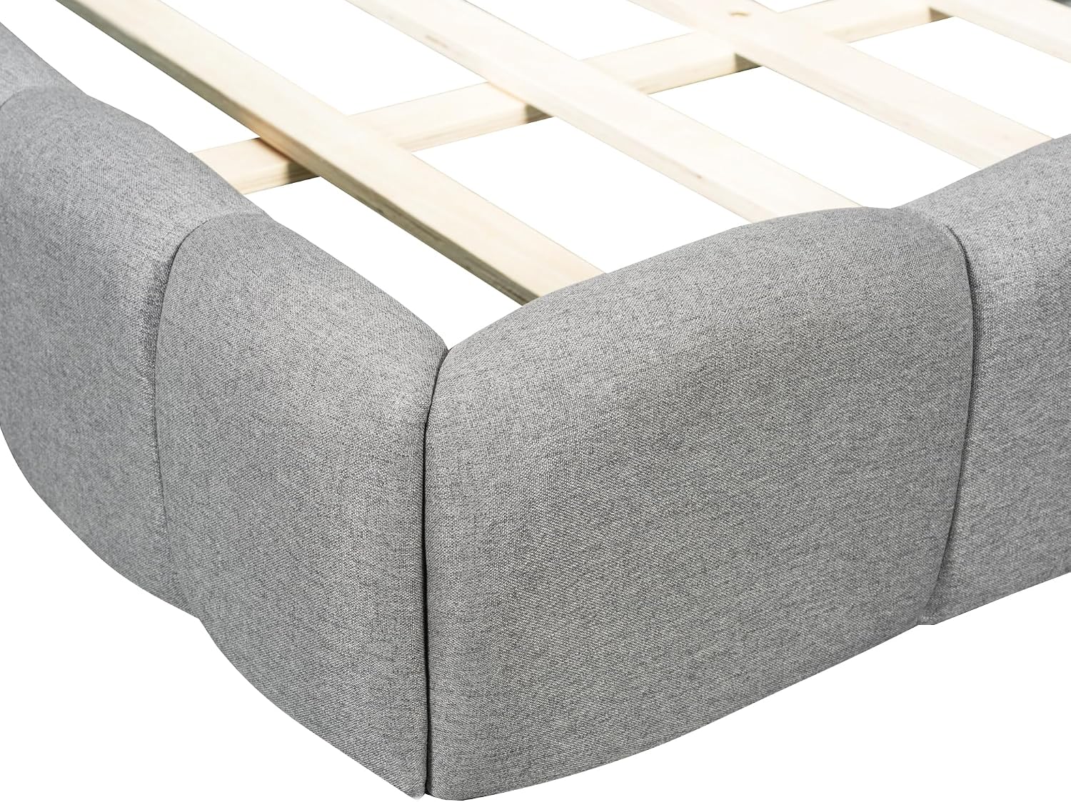 King Size Modern Cloud Bed,King Size Upholstered Platform Bed with Thick Fabric, Grounded Bed with Solid Frame,Floor Bed Frame (Gray)