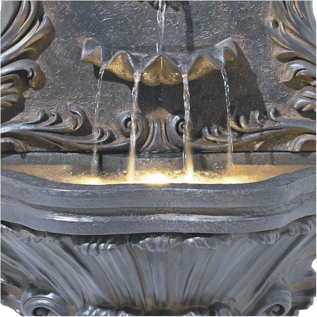 Royal Lion Acanthus 50' High Large Italian Indoor Outdoor Decor Faux Stone Floor Fountain with Light LED Statue Waterfall Water Feature for Outside Garden Patio Yard Backyard - John Timberland