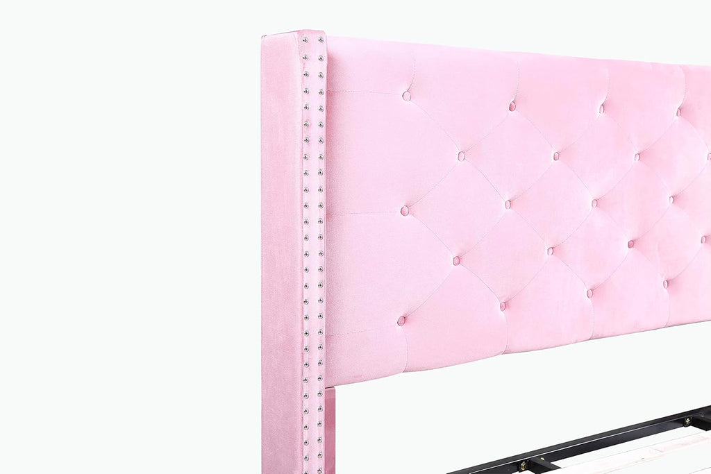 Home Life furBed00007_Suede_Queen_Pink Platform Bed
