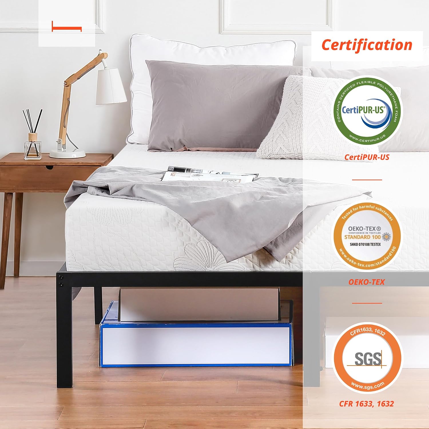 PrimaSleep Queen Mattress, 9 Inch Gel Memory Foam Mattress, Gel Infused for Comfort and Pressure Relief, CertiPUR-US Certified, Bed-in-a-Box, Medium Firm, Queen Size