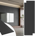 Art3d 2 Pack 94.5 x 24 inch Wood Slat Acoustic Panels for Wall & Ceiling - 31 sq.ft 3D Fluted Sound Absorbing Panel with Wood Finish, Matte Black