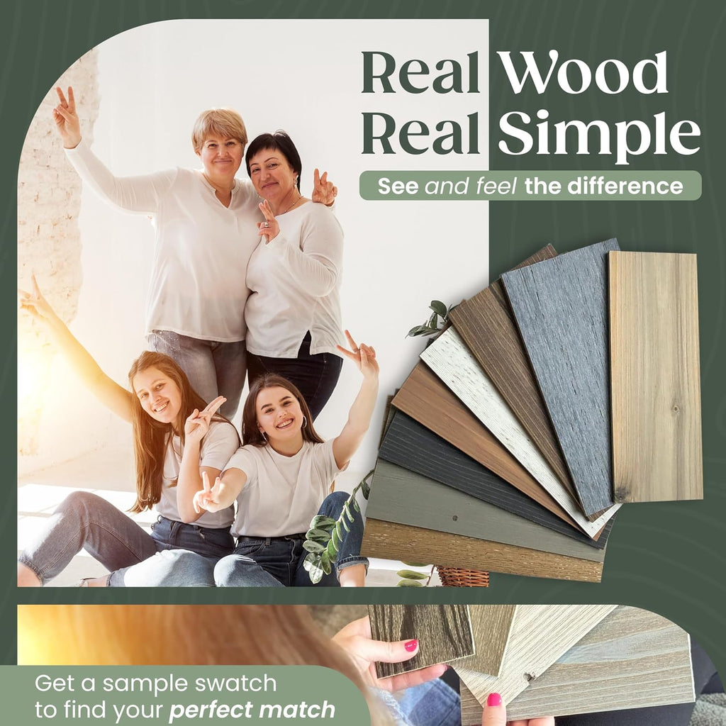 Timberchic Reclaimed Wood Wall Panels – Peel and Stick Planks for Accent Walls – Rustic Home Décor Sample Pack (3', 4', 5', Assorted Colors)