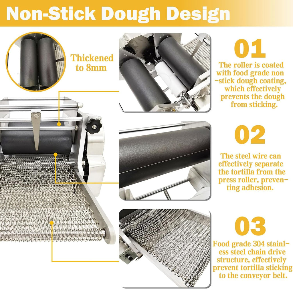 TECHTONGDA Electric Tortilla Press 4-5/8' Commercial Tortilla Tacos Maker Automatic Mexico Corn Tortilla Making Machine Heavy Duty Chapatti Machine 1500-2000pcs/h