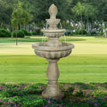 42.5' H Traditional Outdoor Water Fountain with Pineapple Finial – Classic Garden Décor with Flowing Cascade and Antique Stone Finish for Patios, Lawns, and Courtyards