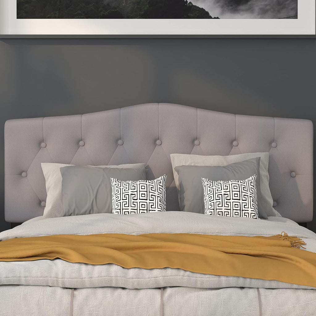 Flash Furniture Cambridge Tufted Upholstered Queen Size Headboard in Light Gray Fabric