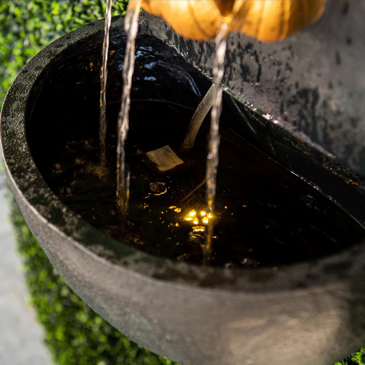 XBrand 30 in H Fiber Resin Wall Buddha Zen Outdoor Garden Water Fountain w/Warm LED Light, Gold