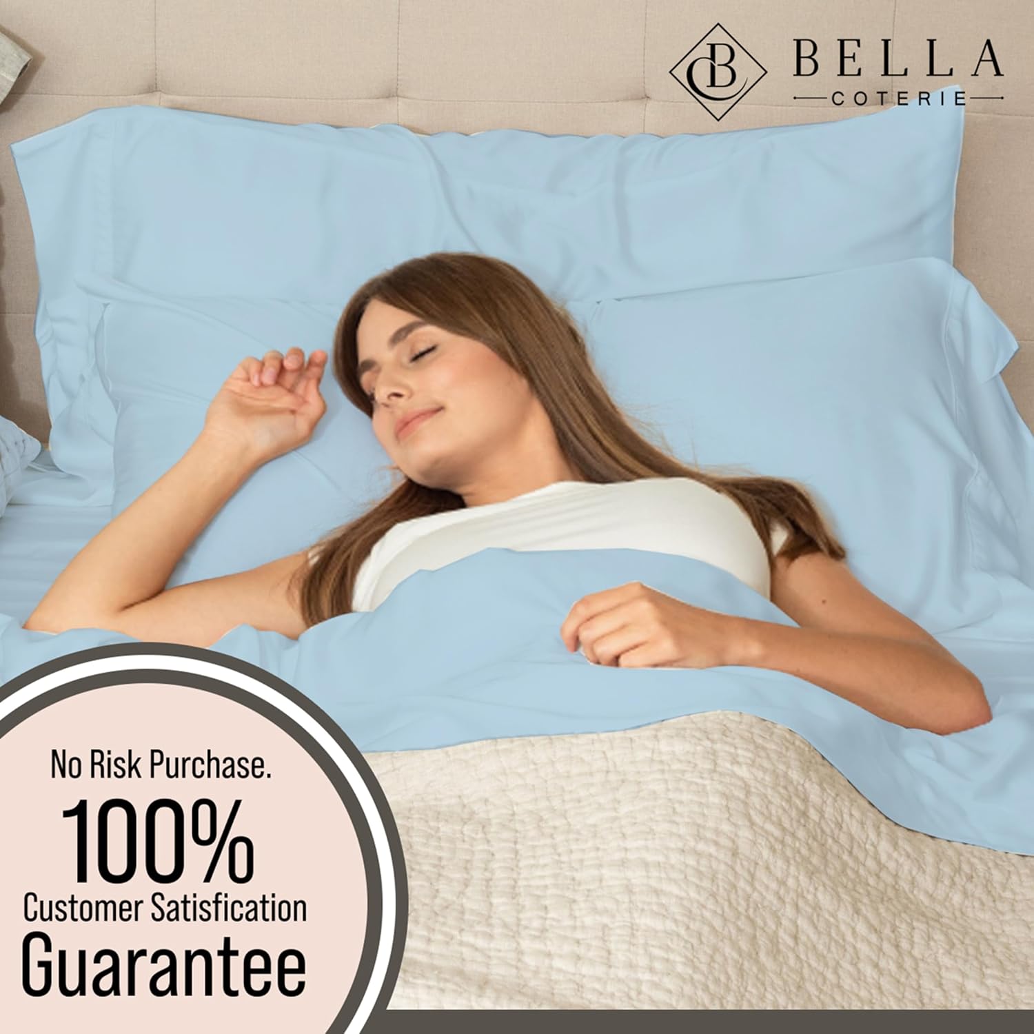 Bella Coterie 6 Piece Luxury Bamboo Viscose King Size Sheet Set | 100% Organically Grown | Cooling for Hot Sleepers | 18' Deep Pocket | Soft & Hypoallergenic | 4 Pillowcases [Coastal Blue]