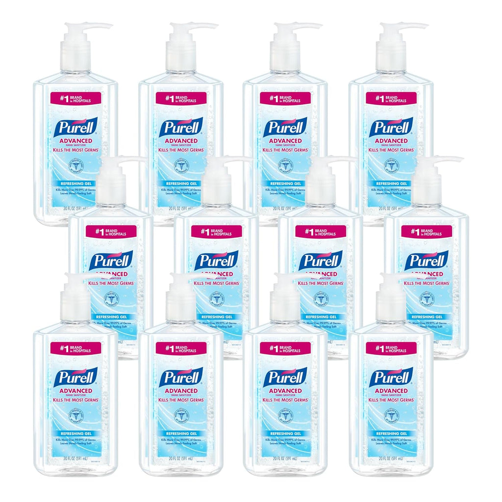 PURELL Advanced Hand Sanitizer Refreshing Gel, Clean Scent, 20 fl oz Pump Bottle (Pack of 12) – 3023-12