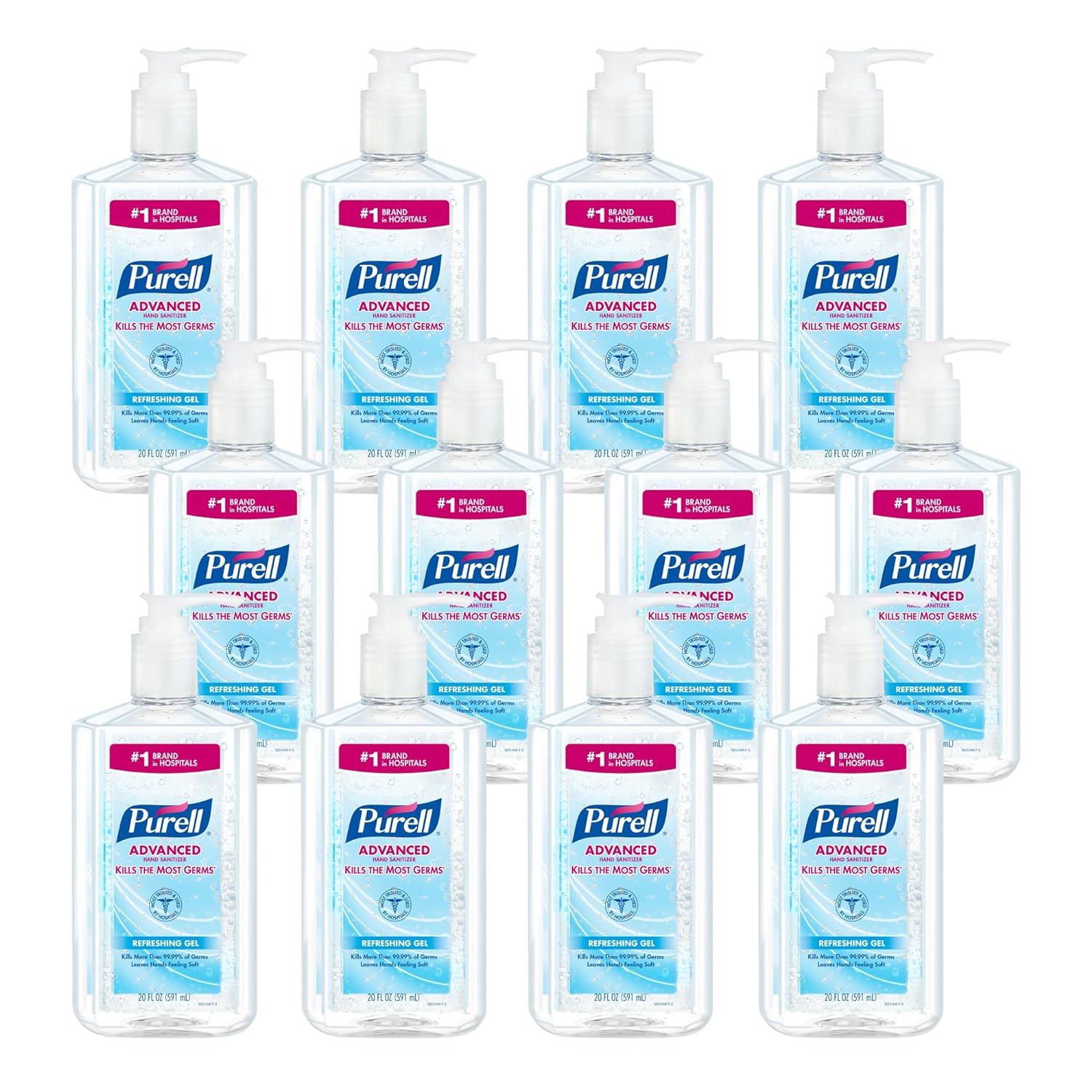 PURELL Advanced Hand Sanitizer Refreshing Gel, Clean Scent, 20 fl oz Pump Bottle (Pack of 12) – 3023-12