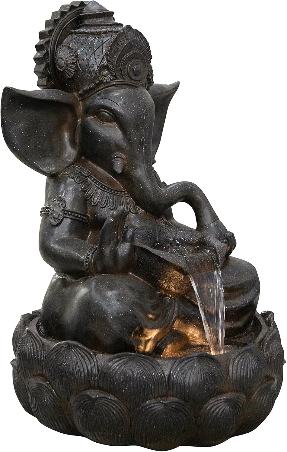 Hi-Line Gift-35 H Ganesha Fountain Outdoor Garden Sculpture W/LEDs Adjustable Water
