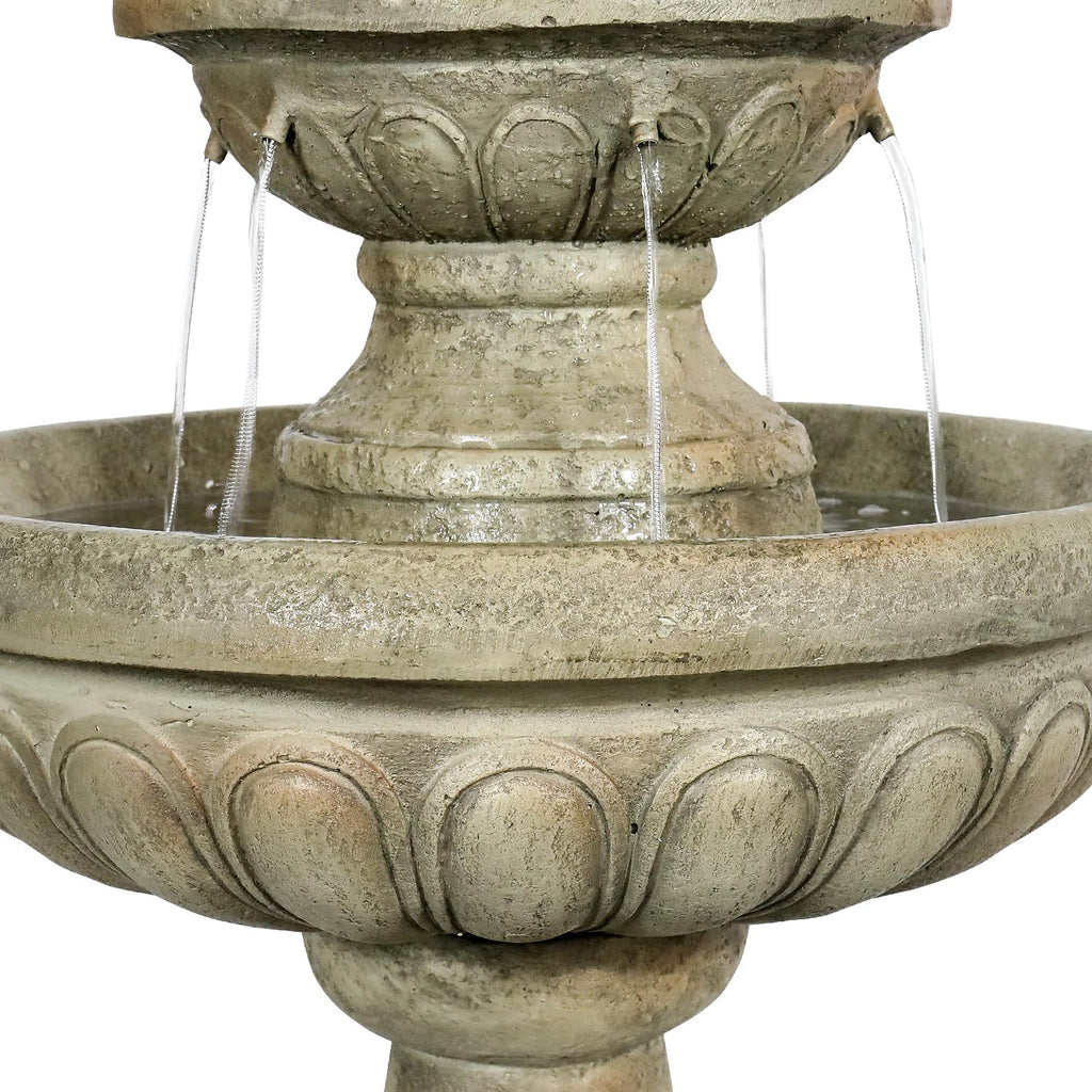 42.5' H Traditional Outdoor Water Fountain with Pineapple Finial – Classic Garden Décor with Flowing Cascade and Antique Stone Finish for Patios, Lawns, and Courtyards