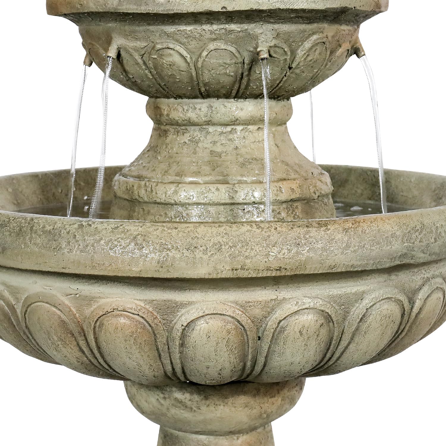 42.5' H Traditional Outdoor Water Fountain with Pineapple Finial – Classic Garden Décor with Flowing Cascade and Antique Stone Finish for Patios, Lawns, and Courtyards