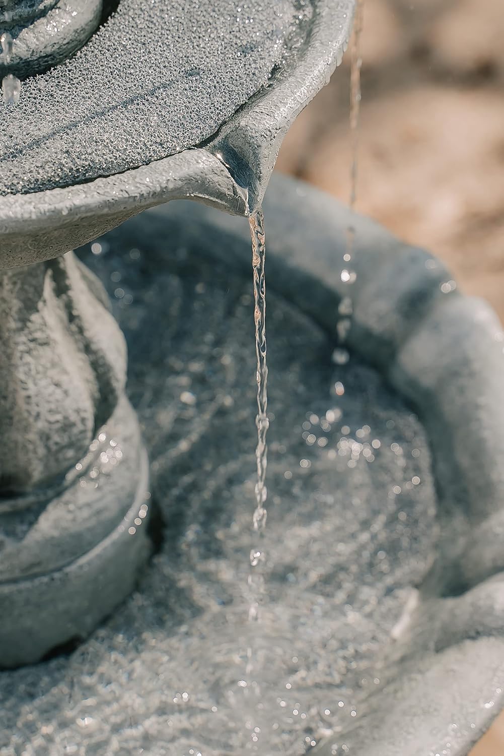 XBrand 51' 3-Tier Outdoor Freestanding Waterfall Fountain with Pump and Pineapple Finial, Gray