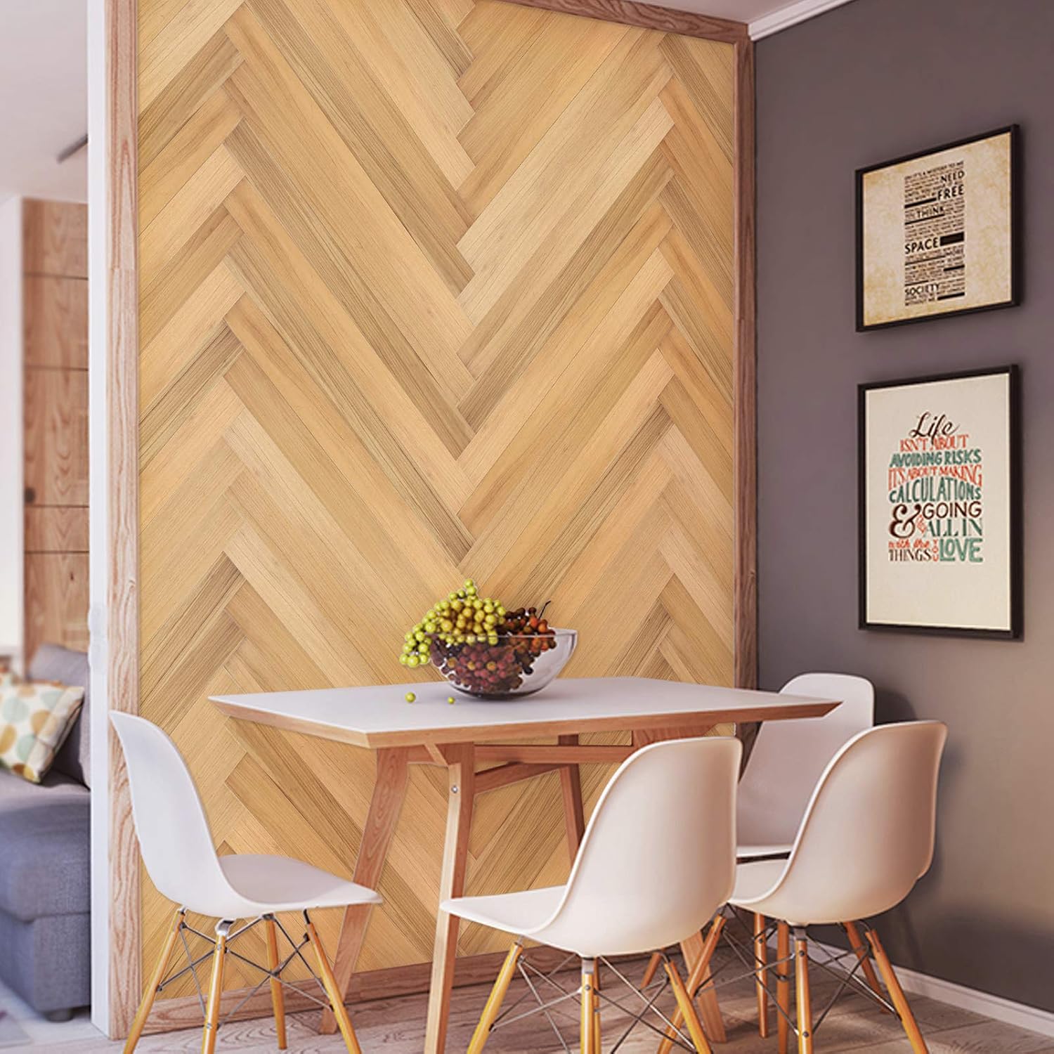 COLAMO 10pcs Faux Teak Peel and Stick Wood Panels for Wall, Vintage Farmhouse Adhesive Shiplap Boards for RV Backsplash, Living Room, Bed Room, Accent Wall, Self Stick On Wooden Paneling(12.4sqft)